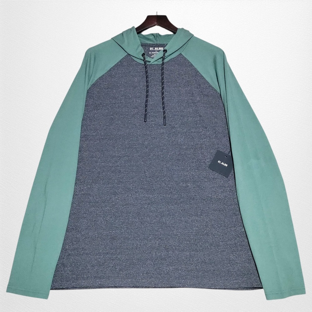 01.Algo Willis Performance Hoodie Mens XL Colorblock Wicking UPF40 Quick Dry NEW